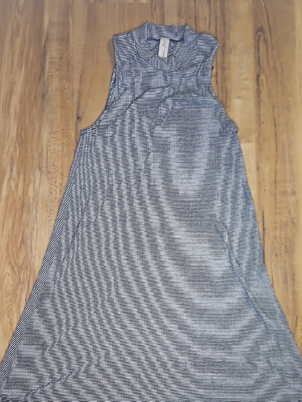 Allison Joy Black & White Striped Mock Neck Dress